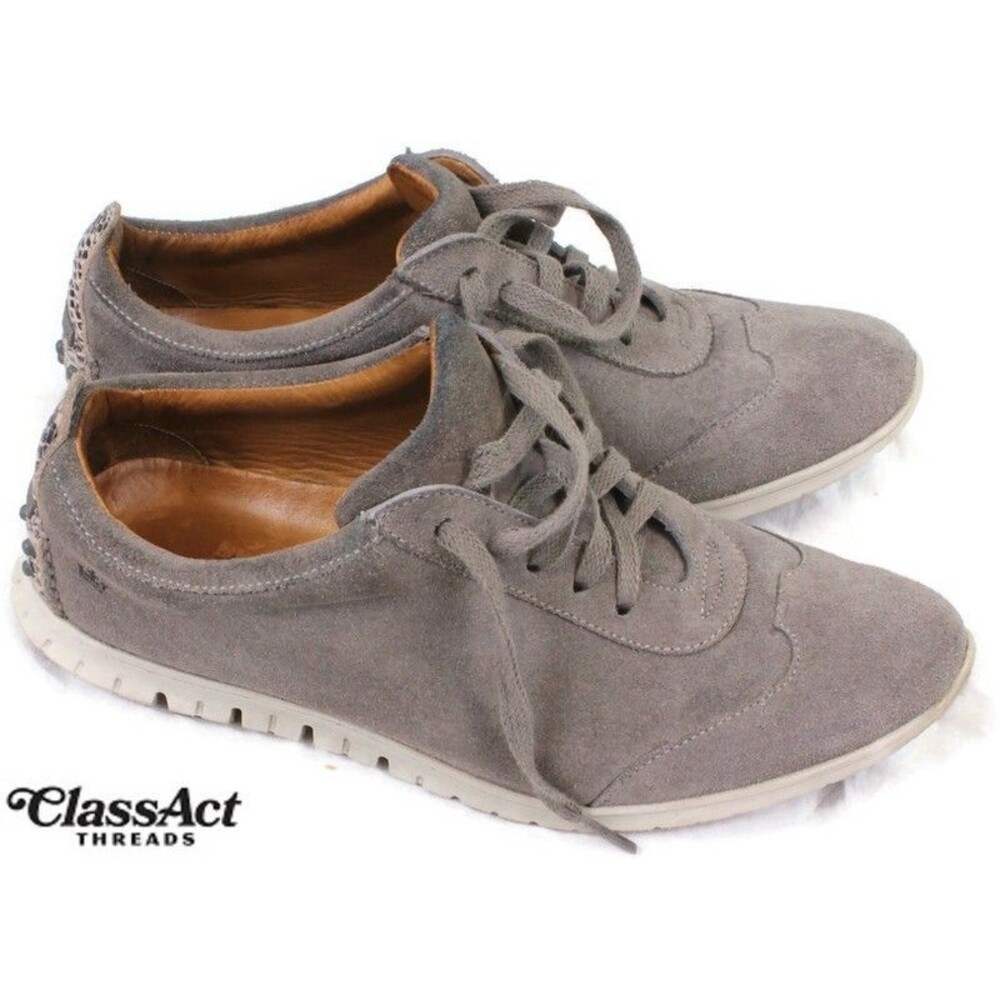 Womens 8 M Peter Millar lace up Hybrid Sneaker Gray Pebble Suede Leather Brazil - Picture 2 of 7